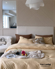 DUO Minimal Double Layer Washed Cotton Bedding Set - Khaki + Brown