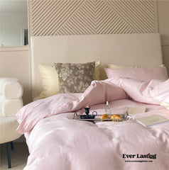 DUO Minimal Double Layer Washed Cotton Bedding Set - Pink + Yellow