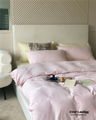 DUO Minimal Double Layer Washed Cotton Bedding Set - Pink + Yellow