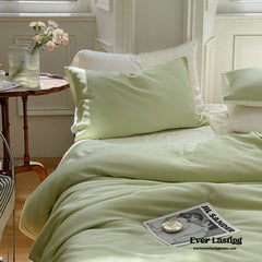 DUO Reversible Pastel Silky Tencel Bedding Set - Green