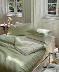DUO Reversible Pastel Silky Tencel Bedding Set - Green