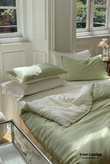 DUO Reversible Pastel Silky Tencel Bedding Set - Green