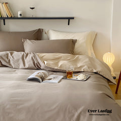 DUO Reversible Premium Cotton Solid Bedding Set - Brown