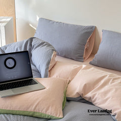 Duo Waffle Bedding Set - Baby Pink + Blue