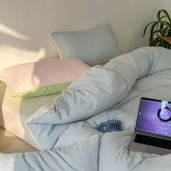 Duo Waffle Bedding Set - Baby Pink + Blue