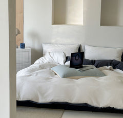 Duo Waffle Bedding Set - Gray + White