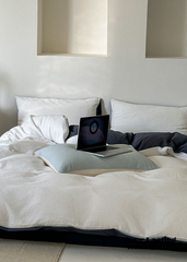 Duo Waffle Bedding Set - Gray + White