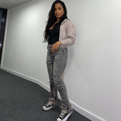 Vaqueros ajustados blancos lavados