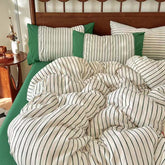 Camille French Stripe Bedding Set - Green