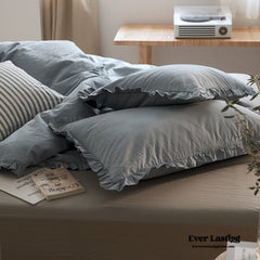 Earth Tone Ruffle Bedding Set - Blue