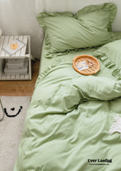 Earth Tone Ruffle Bedding Set - Green