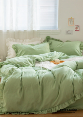 Earth Tone Ruffle Bedding Set - Green