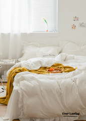 Earth Tone Ruffle Bedding Set - White