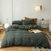 Eleanor Vintage Minimalist Plaid Bedding Set - Green
