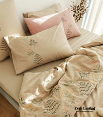 Juego de cama bordado - Beige