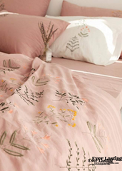 Juego de cama bordado - Rosa