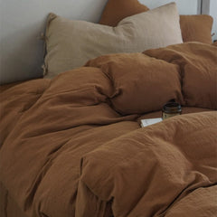 Evelyn Retro Double Gauze Bedding Set - Caramel Brown