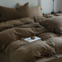 Evelyn Retro Double Gauze Bedding Set - Chestnut Brown