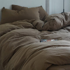 Evelyn Retro Double Gauze Bedding Set - Chestnut Brown