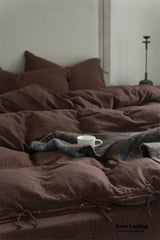 Evelyn Retro Double Gauze Bedding Set - Coffee Brown