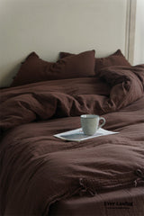 Evelyn Retro Double Gauze Bedding Set - Coffee Brown