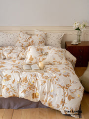 Fall Jersey Knit Floral Bedding Set - Golden Hour