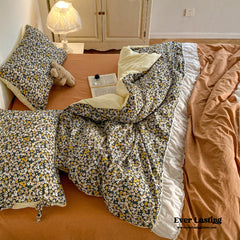 Floral Patchwork Bedding Set - Orange