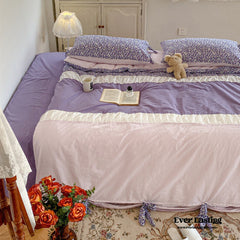 Floral Patchwork Bedding Set - Purple