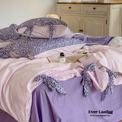 Floral Patchwork Bedding Set - Purple