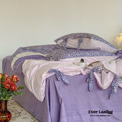 Floral Patchwork Bedding Set - Purple