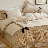 French Beige Ribbon Ruffle Bedding Bundle