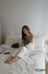 French Linen Cotton Embroidered Floral Bedding Bundle