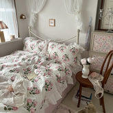 French Ruffle Floral Bedding Set - Pink