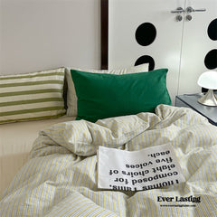 French Stripes Minimal Bedding Set - Green Yellow