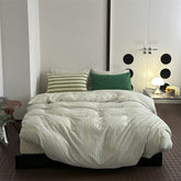 French Stripes Minimal Bedding Set - Green Yellow