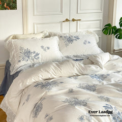 French White Lace Ruffle Bedding Bundle