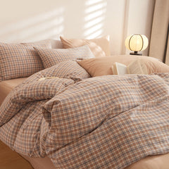 Fresh Plaid Washed Cotton Bedding Set