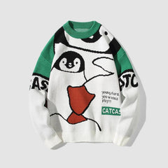 Pullover mit frechem Pinguin-Muster