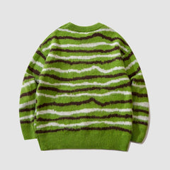 Gestreifter Pullover in Kontrastfarbe