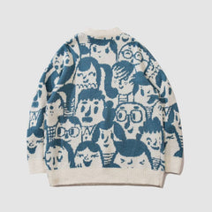 Strickpullover mit Cartoon-Muster