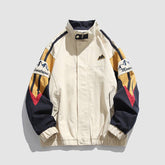 Jacke mit Farbblockärmeln und Bergstickerei