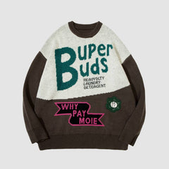 Pullover mit Farbblock-Buchstabenmuster