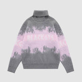 Rollkragenpullover mit Farbblock-Buchstaben-Print