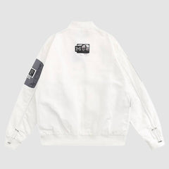 Chaqueta con cremallera y bolsillos de patchwork