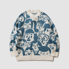 Strickpullover mit Cartoon-Muster