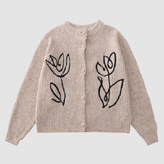 Strickjacke mit Tulpenstickerei