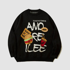Pullover mit Fast-Food-Muster