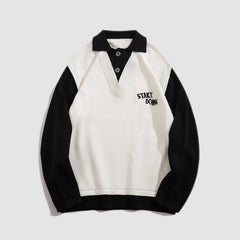 Lässiger Pullover mit Kragen und Fake Two