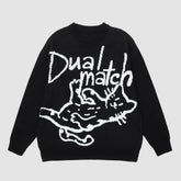 Letter & Cat Pattern Sweater