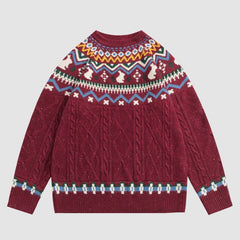 Pullover im Ethno-Stil mit Kaninchenmuster